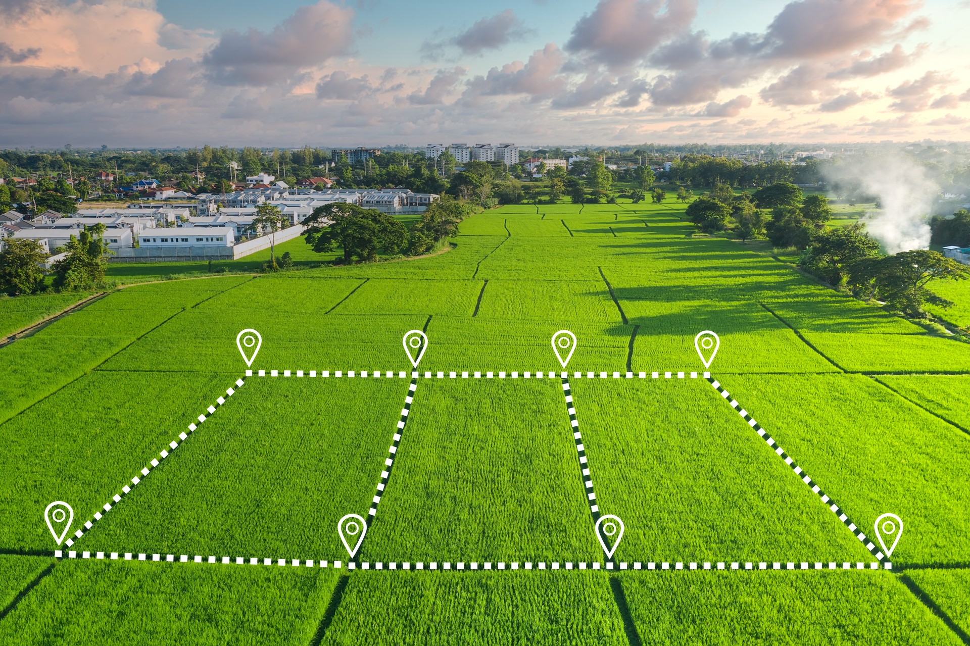 Land plot in aerial view